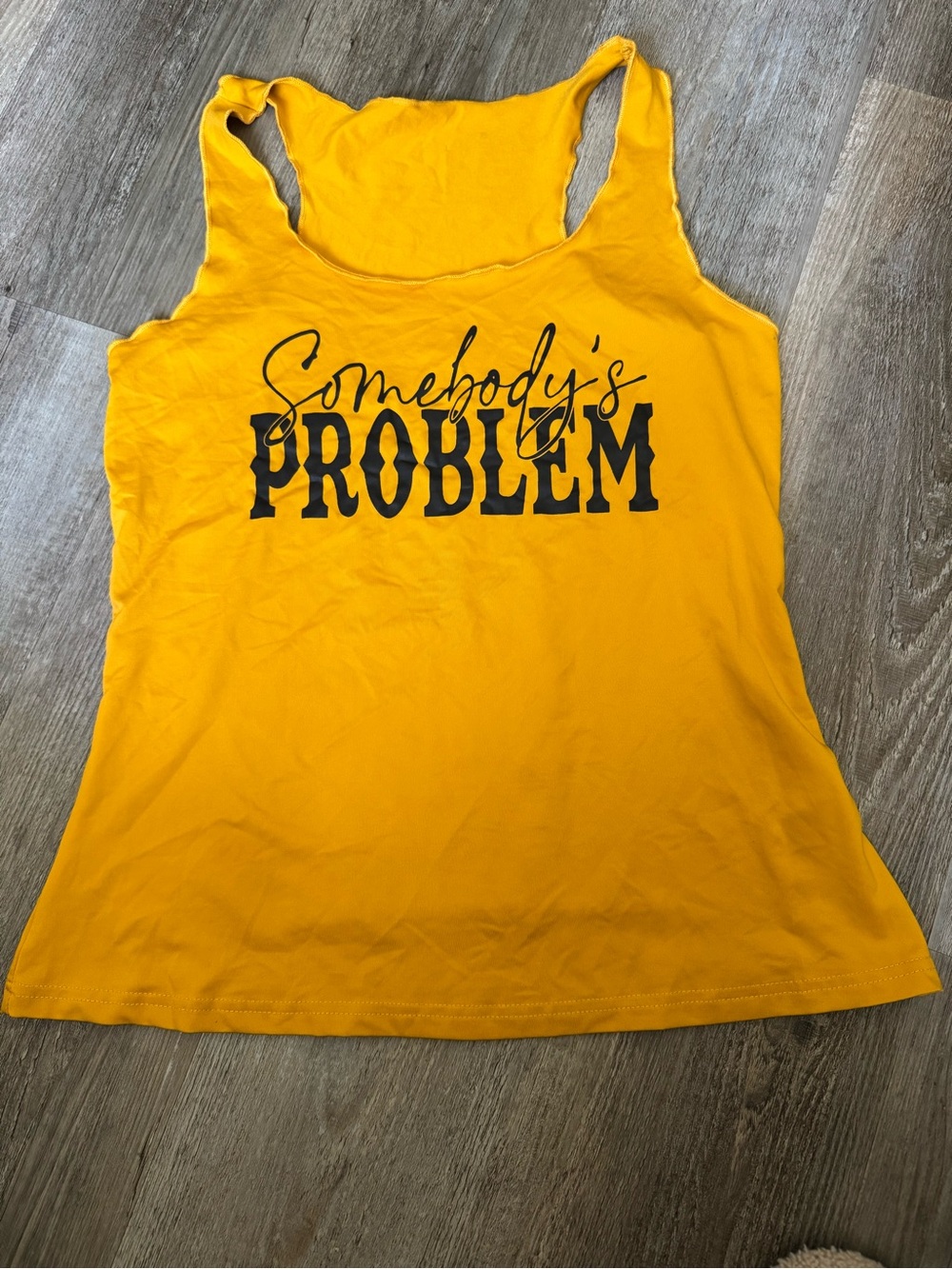 Somebody's Problem Yellow Graphic Tank Top